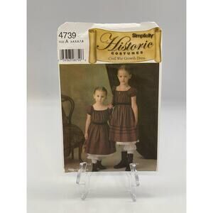 Simplicity 4739 Historic Costumes Civil War Growth Dress Size A 3-8 UNCUT